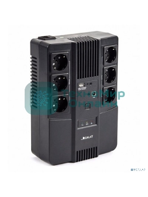 Источник бесперебойного питания SKAT-UPS 800 AI ИБП 220В 480Вт 1 АКБ 9А.ч внутр. меандр. стаб-ция напр-я. 6 выходов Бастион 452