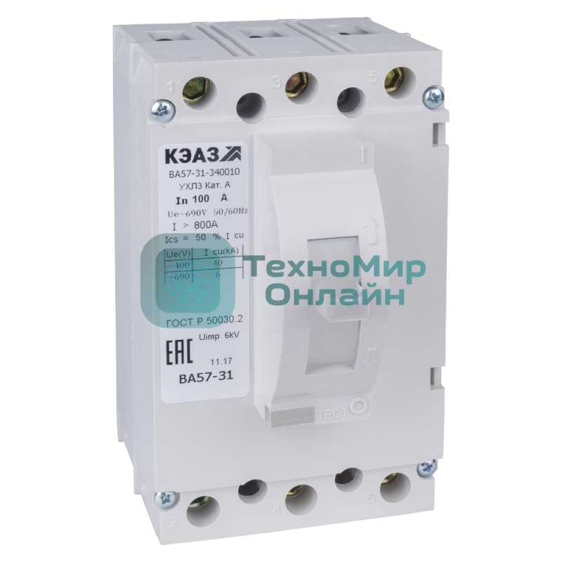 Выключатель автоматический ВА57-31-340010 25А 400Im 690AC УХЛ3 КЭАЗ 108432