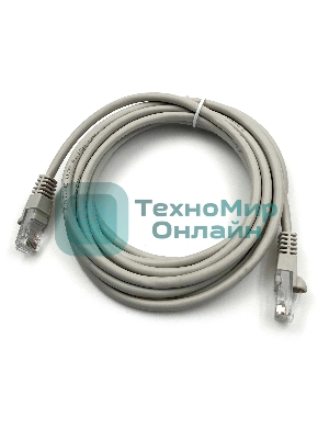 Патч-корд KingPrice KP-PC-c5e-3m-g UTP 4 пары cat.5E CCA molded 3м серый RJ-45 (m)-RJ-45 (m)