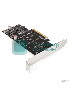 Переходник ExeGate EXE-597E2 (2 x M.2 M key -> PCI-E x8 v3.0, для установки двух SSD M.2 2230/2242/2260/2280/22110 M key NGFF в слот PCI-E, материнская плата должна быть c функции Bifurcation PCI-E)