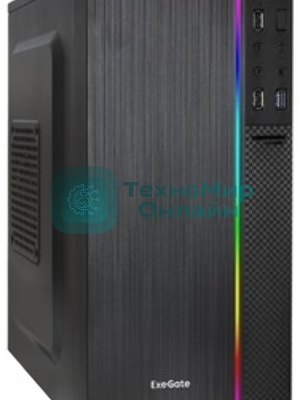 Компьютерный корпус Minitower ExeGate mEVO-9302-NPX400 (mATX, БП 400NPX с вент. 12см, 2*USB+1*USB 3.0, HD аудио, черный, с RGb подсветкой)