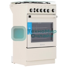 Плита газовая De Luxe 5040.40Г (КР) ЧР-013 бежевый, конфорок 4 газовых, духовка 46 л, 50 см x 85 см x 50 см