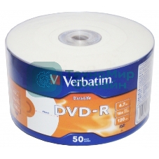Диск DVD-R Verbatim 4,7 Gb 16x DataLife Inkjet Printable, Shrink, 50 шт (43793)