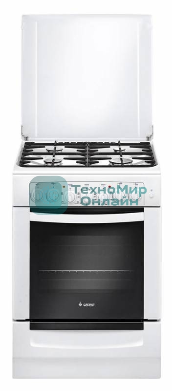 Плита комбинированная Gefest ПГЭ 6102-02 белый, конфорок 4 газовых, духовка 55 л, 60 см x 85 см x 60 см