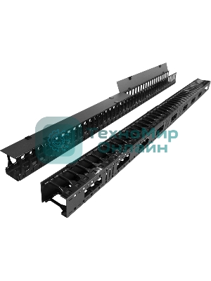 Вертикальные органайзеры с пластиковыми пальцами 149 мм, 42U, для шкафов Business шириной 800 мм, 2 шт., черные