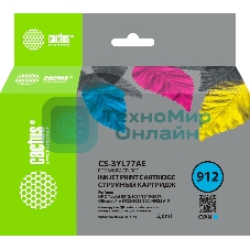 Картридж струйный Cactus CS-3YL77AE 912 голубой (5мл) для HP OfficeJet 8010/8012/8013/8014