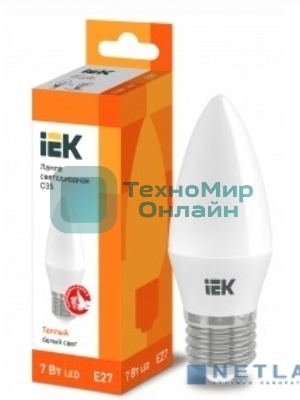Лампа светодиодная IEK LLE-C35-7-230-30-E27 ECO C35 свеча 7Вт 230В 3000К E27