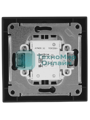 Выключатель 2-кл. СП AtlasDesign 10А IP20 (сх. 5) 10AX в сборе карбон SchE ATN001052