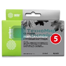 Картридж струйный Cactus CS-PGI5BK черный (23,6 мл) для Canon Pixma MP470/MP500/MP520/MP530/MP600/MP800/MP810/MP830/MP979/iP3500/iP4200/iP4300/iP5200/iP5300/iP6700D/MX700/MX850/iX4000/iX5000/Pro 9000/9000Mark II