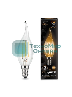 Лампа светодиодная Filament Свеча на ветру E14 9Вт 2700К Gauss 104801109