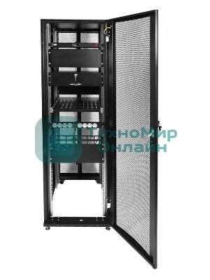 Шкаф серверныйЦМО! ПРОФ напольный 42U (800x1200) дверь перфорированная 2 шт., черный, в сборе (ШТК-СП-42.8.12-44АА-9005)