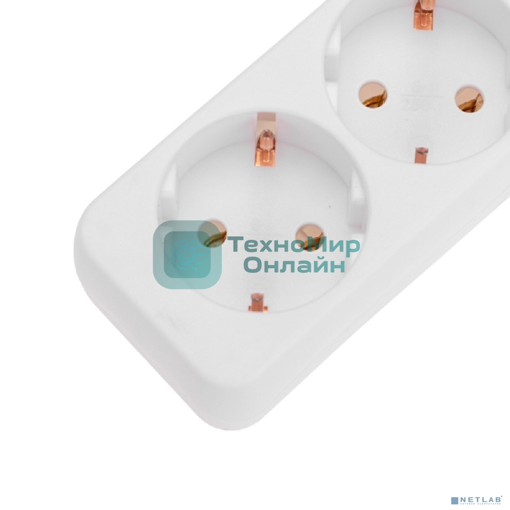 Удлинитель 5 гнезд, 5 м, 3х0,75 мм², с/з, белый PROconnect