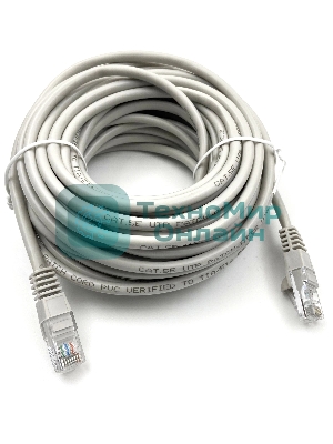 Патч-корд KingPrice KP-PC-c5e-10m-g UTP 4 пары cat.5e CCA molded 10м серый RJ-45 (m)-RJ-45 (m)