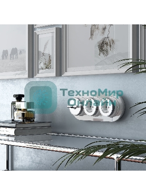 Розетка с заземлением Vintage (белый матовый/хром)