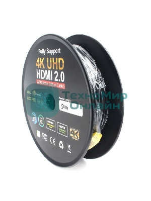 Активный оптический кабель Cablexpert HDMI, 50м, v2.0, 19M/19M, AOC Premium Series, позол.разъемы, экран, коробка