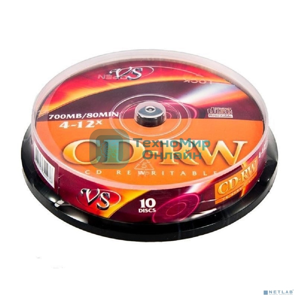 Диск CD-RW VS (PERFEO) 700 Mb, 12x, Cake Box (10), (10/250).