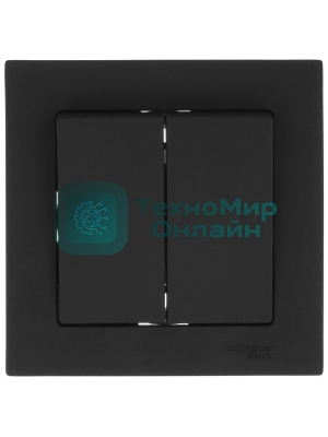 Выключатель 2-кл. СП AtlasDesign 10А IP20 (сх. 5) 10AX в сборе карбон SchE ATN001052
