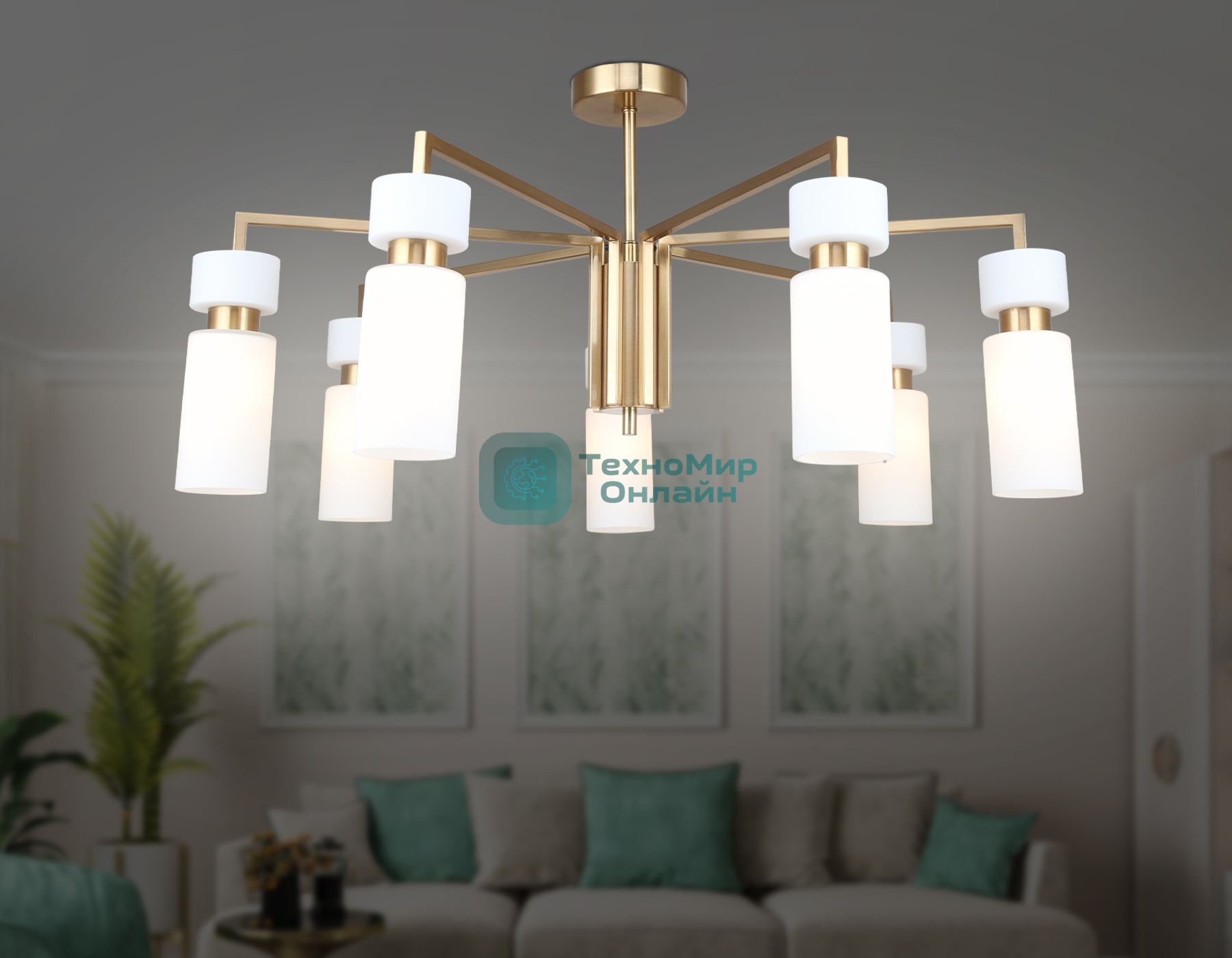 Люстра Ambrella light LH56126/7 BS/FR латунь/белый матовый E14*7 max 40W D705*350