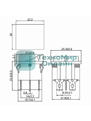 Выключатель клавишный Rexant 250V 6А (6с) ON-OFF красный с подсветкой двойной Mini