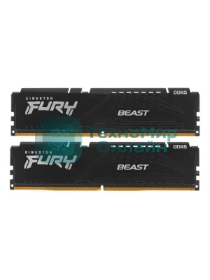Оперативная память Kingston Fury Beast, DDR5, 64GB (2x32GB), 5200MHz, CL40, DIMM, с радиаторами, черный