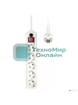 Сетевой фильтр Buro 500SH-5-W 5 м, 5 розеток, белый, коробка