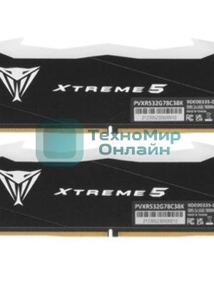 Оперативная память Patriot Viper Xtreme 5, DDR5, 32Gb (2x16GB), 6000MHz, CL30, DIMM, с радиаторами, RGb, серебристый