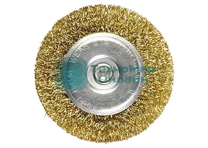 Щетка для дрели Matrix 40 мм, плоская со шпилькой, латунированная витая проволока