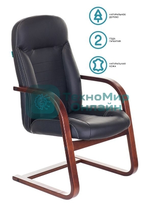 Кресло компьютерное Бюрократ T-9923WALNUT-AV/BL черный, кожа, низкая спинка