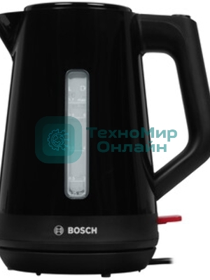 Электрочайник Bosch TWK1M123 черный, 1.7 л, 2400 Вт, скрытый нагревательный элемент