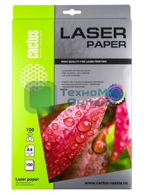 Фотобумага Cactus CS-LPA4100100 A4/100г/м2/100л./белый глянцевое для лазерной печати