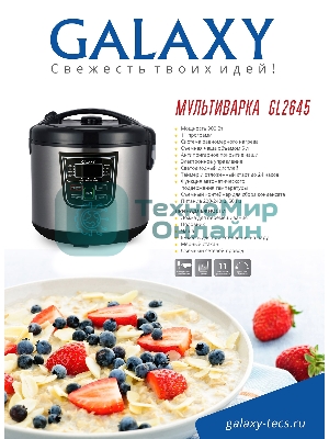 Мультиварка Galaxy Line GL 2645, черный с серебристым, 900 Вт, 11 программ