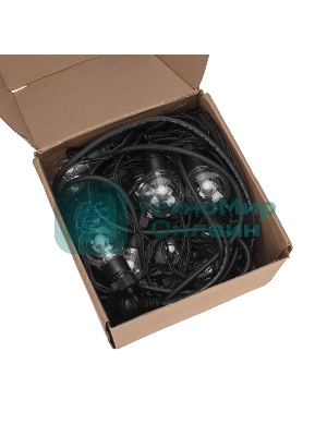 Уличная гирлянда Neon-night Лофт, черный каучук, 20 прозрачных ламп, влагостойкая IP65