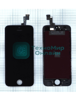 Дисплей для Apple iPhone 5S в сборе с тачскрином (AAA) черный