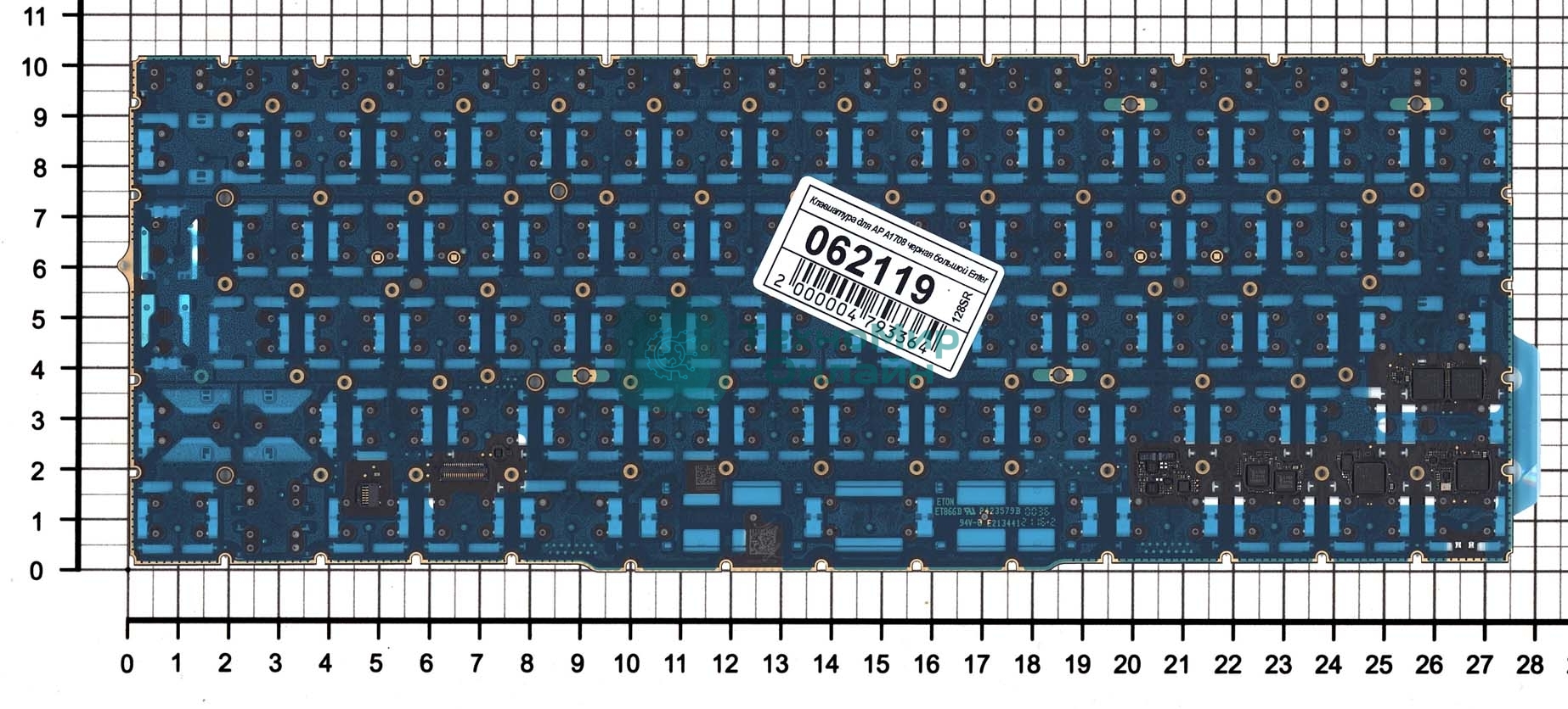 Клавиатура для ноутбука MacBook Pro 13 Retina A1708 черная большой Enter