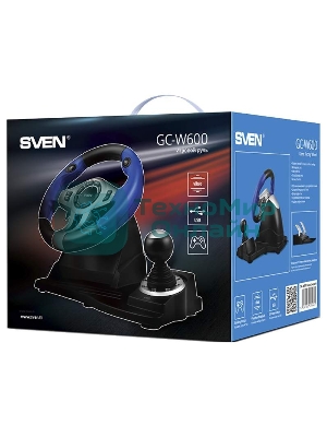 Руль черный SVEN GC-W600 (виброотдача, педали, джойстик, 12 кн., USB)