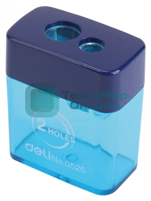 Точилка для карандашей ручная Deli E0526, 2 отверстия, пластик, ассорти блистер