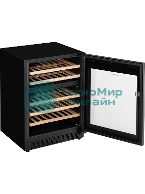 Винный шкаф Kuppersberg RBW 86, встраиваемый, High-Tech, объем 129 л, вместимость 46 бутылок, диапазон температуры 5-22 градусов, сенсорное открытие двери, 4 полки из бука, LCD дисплей, уровень шума 40 дБ, черный