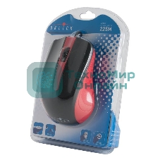 Мышь проводная Oklick 225M черный/красный, 1200 dpi, USB, кнопки - 3
