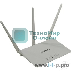 Сетевое оборудование TENDA F3 маршрутизатор 802.11n, до300Мбит/с, 2T2R, LAN: 3х10/100Мбит/с, WAN: 1х10/100Мбит/c, 3 внешние антенны 5дБи.
