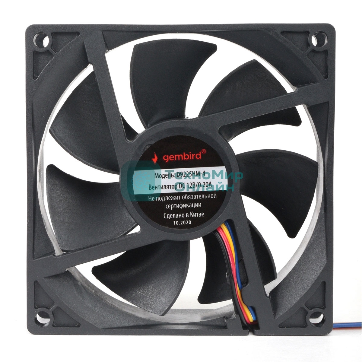 Вентилятор для корпуса Gembird черный, 92 мм, 2500 об/мин, 30 дБ, 4 pin