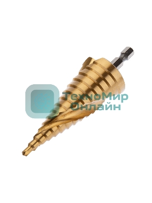 Сверло по металлу ступенчатое Kranz ТИТАН 4,0-32,0 мм 102 мм 65 HRC Р6М5 TiN