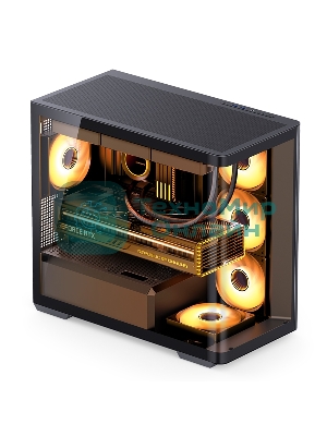 Корпус без блока питания Корпус JONSBO D300 Black MATX без БП, боковая панель из закаленного стекла, mini-ITX, micro-ATX, черный