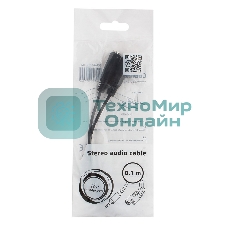 Кабель разветвитель аудио сигнала Cablexpert CCA-415-0.1M, Jack3.5 папа->2х Jack3.5 мама 10 см, черный