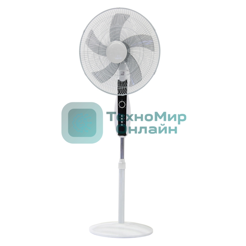 Вентилятор напольный DUX 60-0213 белый/синий 60 Вт, 5 лопастей, подставка круглая, д/у управление