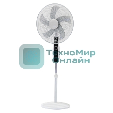 Вентилятор напольный DUX 60-0213 белый/синий 60 Вт, 5 лопастей, подставка круглая, д/у управление