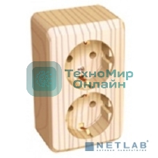 Розетка 2-м ОП Этюд Дача 16А защ. шторки с заземл. сосна SchE PA16-008D