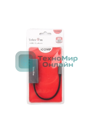 Кабель-переходник USB 3.1 Type-C -->RJ-45 1000Mbps Ethernet, Aluminum Shell, 0.15м Telecom TU320M