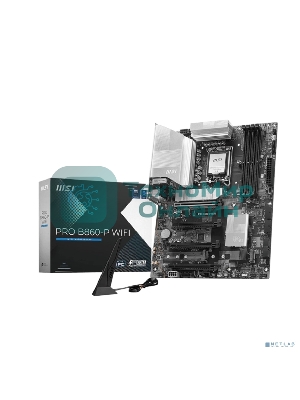 Материнская плата MSI PRO B860-P WIFI, LGA 1851, Intel B860, 4xDDR5, 4xSATA, 3xM.2, 1xPCIe 5.0 x16, 1xPCIe 4.0 x4, 2xPCIe 4.0 x1, 1xHDMI, 1xDP, 1xUSB-C, 1x 5Gb LAN, 2xUSB-A 3.2 Gen 2, 2xUSB-A 3.2 Gen 1, 4xUSB-A 2.0, 3x3.5 мм, 7.1, Wi-Fi 7, ATX