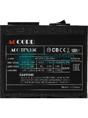 Блок питания Accord ACC-TFX350, 350Вт, 80мм, черный