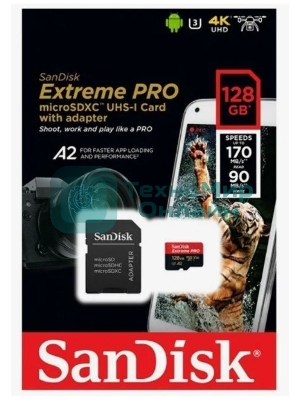 Флеш карта/SanDisk/Extreme Pro SDSQXCD-128G-GN6MA/microSDXC/128 ГБ/A2, U3, V30/200 МБ/с
